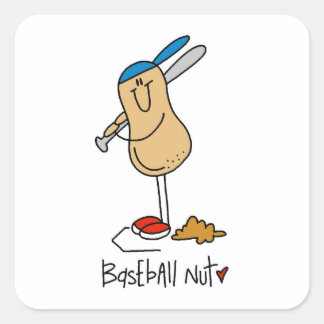 Baseball Nut T - Shirt und Geschenke Quadratischer Aufkleber