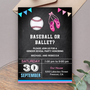Baseball- oder Ballett-Geschlechtsenthüllungsfeier Einladung