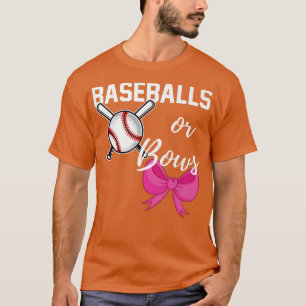 Baseball oder Bows Funny Gender Reveal Blue Pink M T-Shirt
