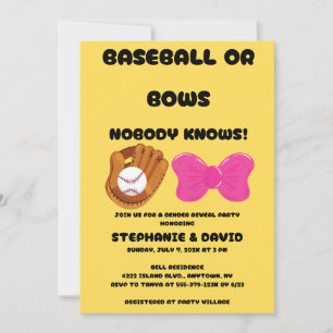 Baseball oder rosa Schleifen - Geschlecht- Enthüll Einladung