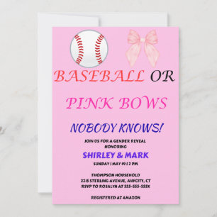Baseball oder rosa Schleifen - Geschlecht- Enthüll Einladung