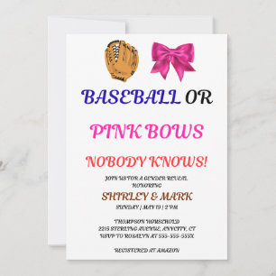 Baseball oder rosa Schleifen - Geschlechtsenthüllu Einladung