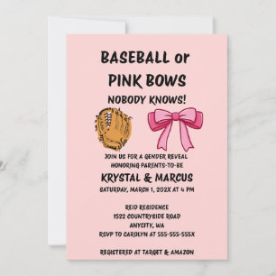 Baseball oder rosa Schleifen - Geschlechtsenthüllu Einladung