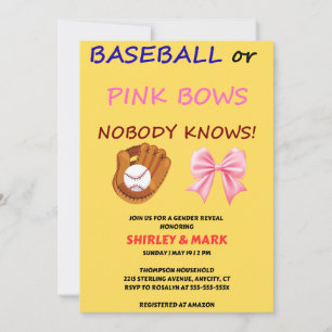 Baseball oder rosa Schleifen - Geschlechtsenthüllu Einladung