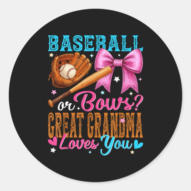 Baseball Oder Schleifen Urgroßmutter Liebt Dich Ge Runder Aufkleber (Vorderseite)