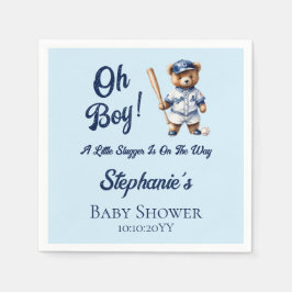 Baseball Oh Boy Baby Dusche Niedlicher Bär Serviette