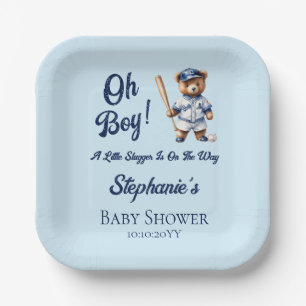 Baseball Oh Boy Babyparty Süßer Bär Pappteller