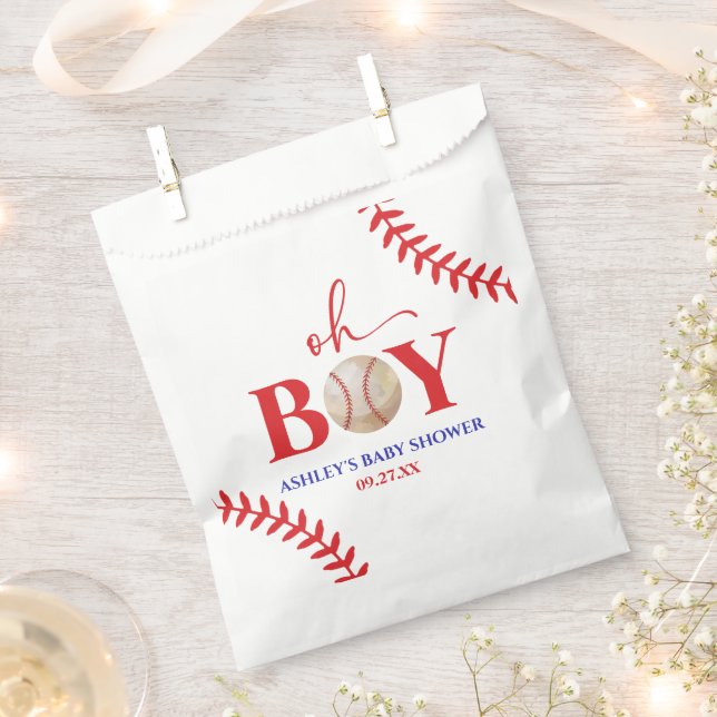 Baseball Oh Boy Brown White Baby Dusche Geschenktütchen (Ausgeschnitten)