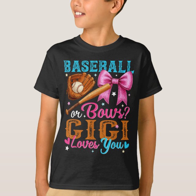 Baseball Or Bows Gigi Loves You Gender Reveal Baby T-Shirt (Vorderseite)