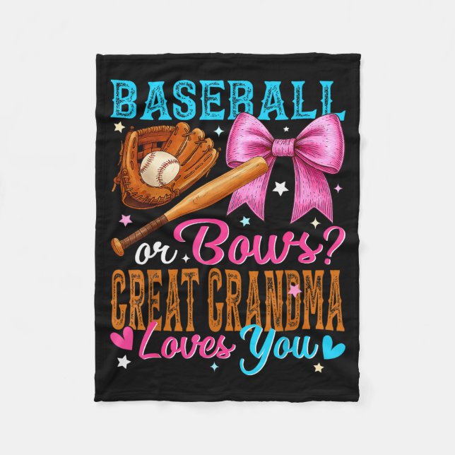 Baseball Or Bows Great Grandma Loves You Gender Re Fleecedecke (Vorderseite)