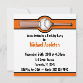 Baseball Orange Geburtstagseinladungen Einladung