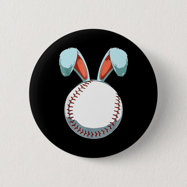 Baseball Ostern Sonnige Ohren Ostereier Jäger Bas Button (Vorderseite)