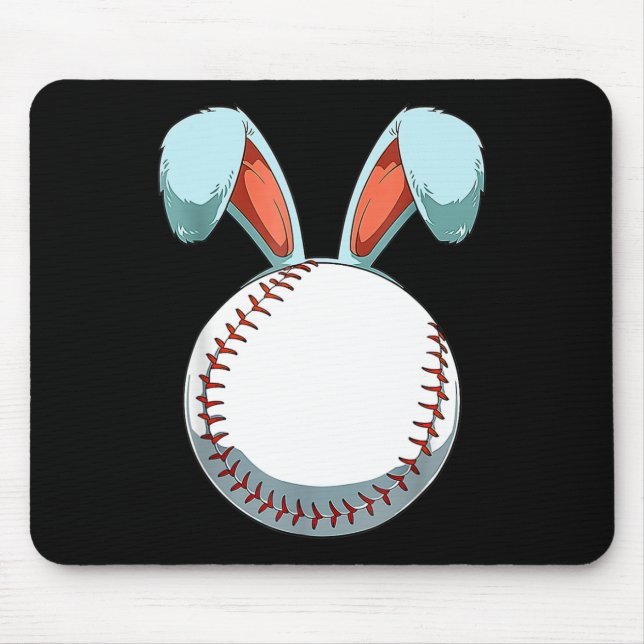 Baseball Ostern Sonnige Ohren Ostereier Jäger Bas Mousepad (Vorne)