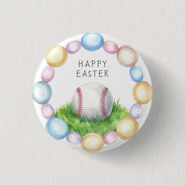 Baseball Ostern Thema  Button (Vorderseite)