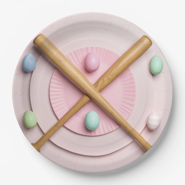 Baseball Ostern Thema  Pappteller (Vorderseite)