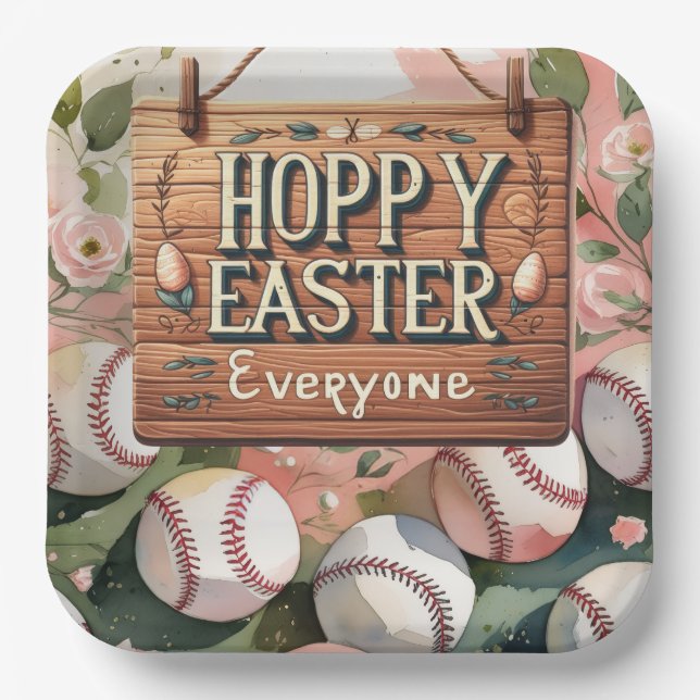 Baseball Ostern Thema  Pappteller (Vorderseite)