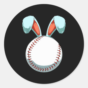 Baseball Ostertag Hasenohren Kaninchen Baseball Fa Runder Aufkleber