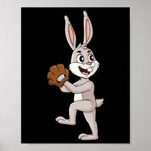 Baseball Ostertag Rabbit Pitcher Boys Girls Kinder Poster
