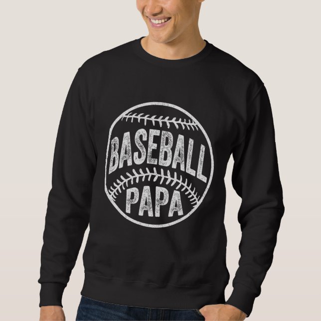 Baseball Papa Coach Vatertag Geschenk Sweatshirt (Vorderseite)