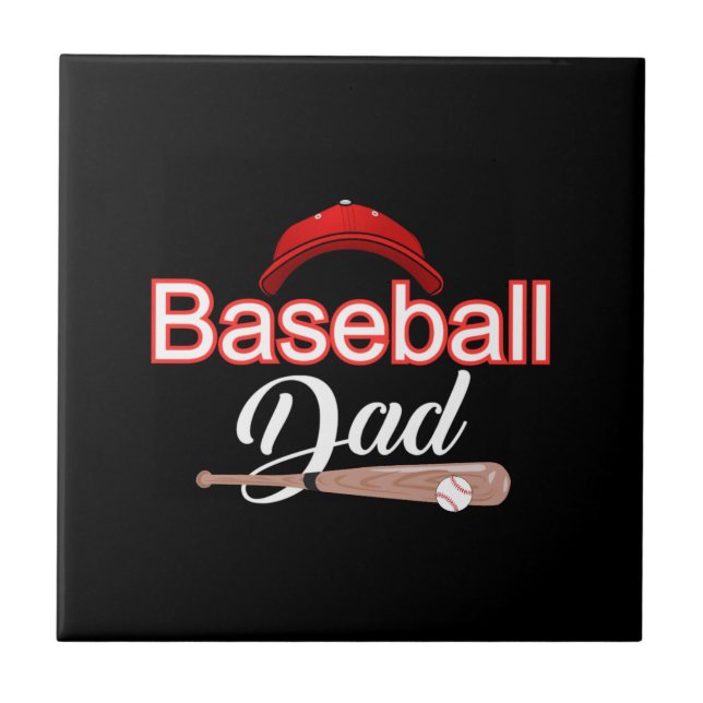 Baseball Papa-Familie sportlich motiviert modernen Fliese (Vorderseite)