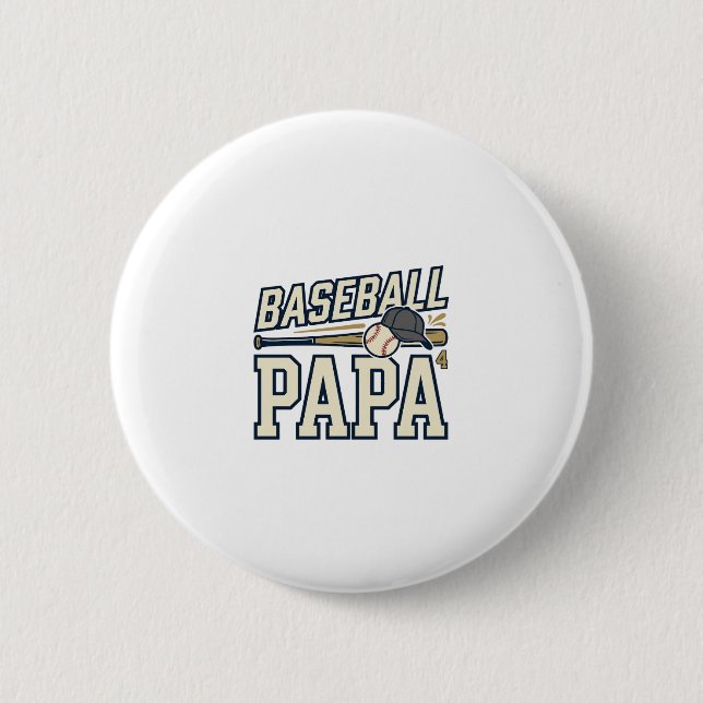 Baseball Papa Vintage Gravur Shirt Design_1 Button (Vorderseite)
