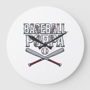 Baseball Papa Vintage Gravur Shirt Design_1 Große Wanduhr