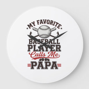 Baseball-Papa Vintage-Stichvektor-Design_1 Große Wanduhr
