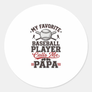 Baseball-Papa Vintage-Stichvektor-Design_1 Runder Aufkleber
