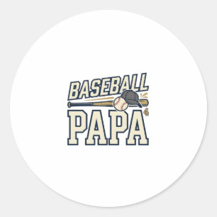Baseball-Papa-Vintage-Stickerei-Shirt-Design_1 Runder Aufkleber