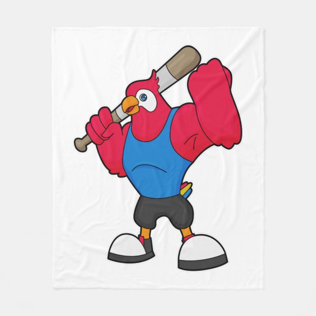 Baseball-Papagei Fleecedecke (Vorderseite)