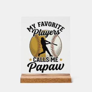 Baseball Papaw Lieblingsspieler Vintage-Shirt Desi Acrylschild