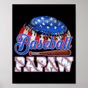 Baseball Papaw USA-Flagge Vatertag Spieltag Männer Poster