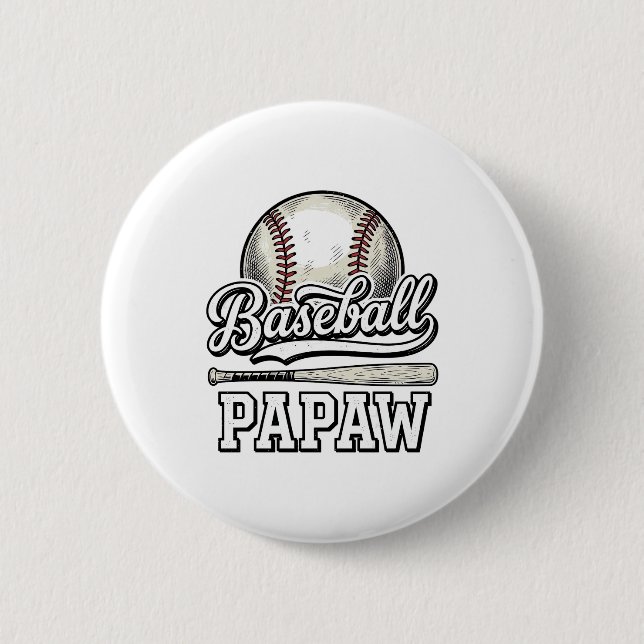 Baseball Papaw Vintage-Ätz-Shirt-Design_1 Button (Vorderseite)