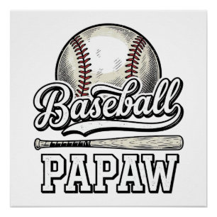 Baseball Papaw Vintage-Stickerei-Shirt-Design_1 Poster