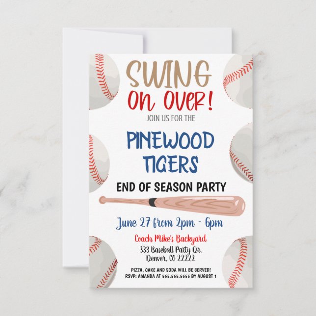 Baseball-Party Einladung zum Ende der Saison (Vorderseite)