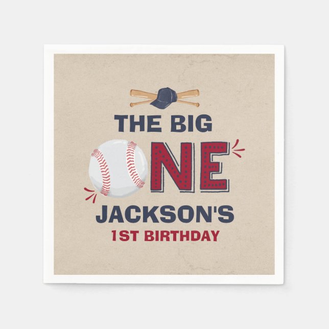 Baseball Party Napkin Baseball 1. Geburtstag Serviette (Vorderseite)