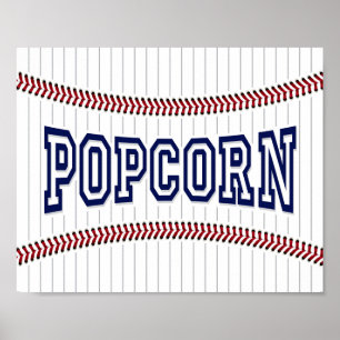 Baseball-Party POPCORN-Zeichen Poster