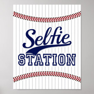 Baseball Party SELFIE STATION Sign Print Poster