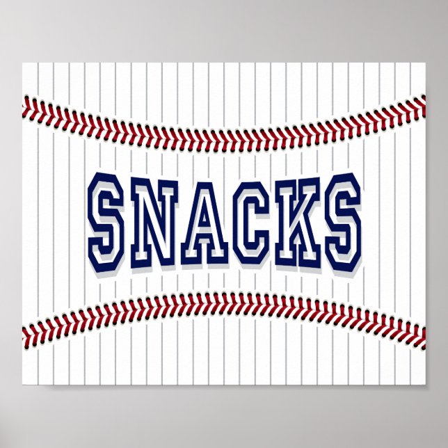 Baseball Party SNACKS signieren Print Poster (Vorne)