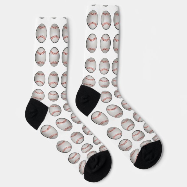 Baseball Pattern White Background Socken (Rechts)