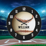 Baseball Personalisiert Individuelle Name Große Wanduhr<br><div class="desc">Korballer-Uhr mit personalisiertem Namen. Entwickelt von Thisisnotme©</div>