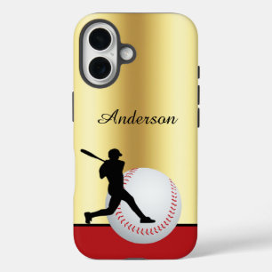Baseball personalisiert mit Namen Elegante Farben iPhone 16 Hülle