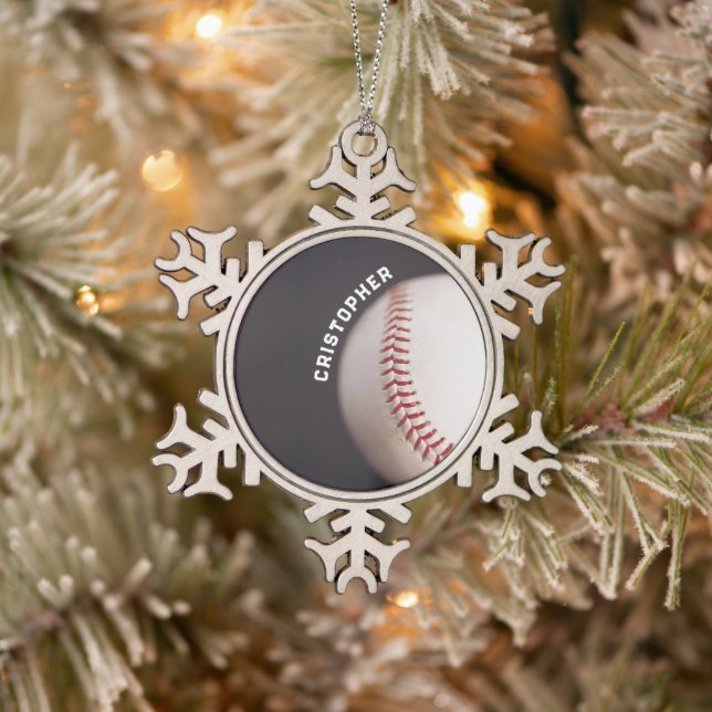 Baseball Personalisiert Schneeflocken Zinn-Ornament (Baum)