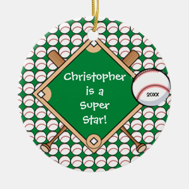 Baseball-personalisierte Keramik Ornament (Vorne)