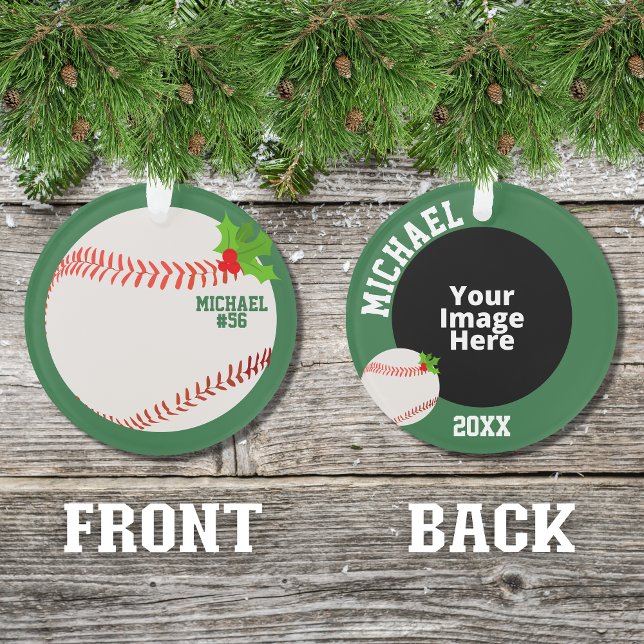 Baseball Personalisiertes Foto Weihnachten Ornament (A cute ornament for the baseball player in your life insert your own picture to personalized it.)