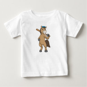 Baseball-Pferd mit Baseballschläger Baby T-shirt