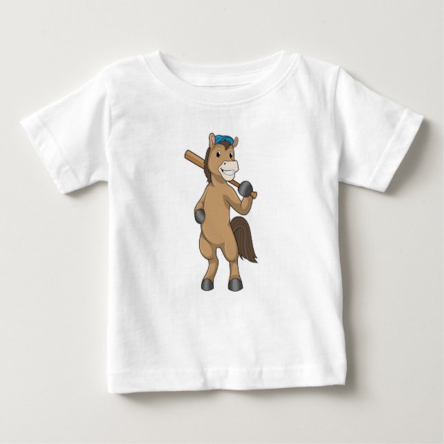 Baseball-Pferd mit Baseballschläger Baby T-shirt (Vorderseite)