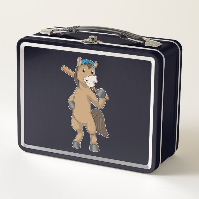 Baseball-Pferd mit Baseballschläger Metall Brotdose (Vorderseite)