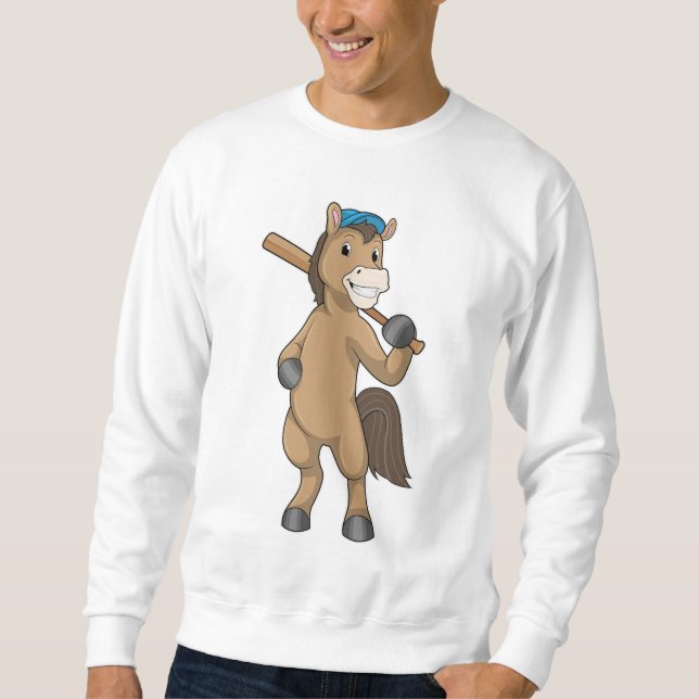 Baseball-Pferd mit Baseballschläger Sweatshirt (Vorderseite)