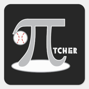 Baseball Pi-tcher - Lustige Pi-Aufkleber Quadratischer Aufkleber